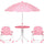 Set Tavolo e Sedie per Bambini con Ombrellone per Esterno in Acciaio Rosa