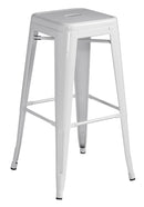 Set 4 Sgabelli Impilabili 44x44x77 cm in Lamiera Galvanizzata Avorio