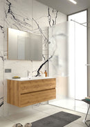 Mobile da Bagno Sospeso con Lavabo 80 cm e Specchio Bali Light Rovere Miele      