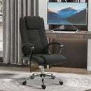 Sedia da Ufficio Ergonomica Basculante e Imbottita 62x76x110-119 cm in Poliestere Effetto Lino Nero  