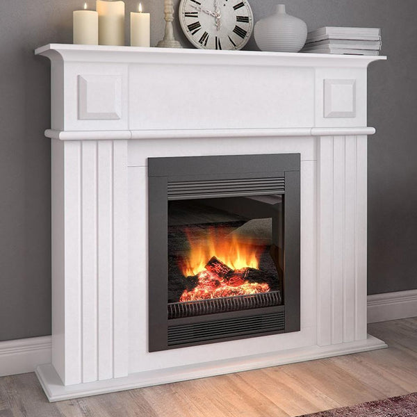 Camino Elettrico da Pavimento Chicago 1800W con Cornice in Legno Bianco acquista