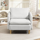 Poltrona da Salotto Moderna 90x86x91 cm Imbottitura a Molle Insacchettate in Tessuto Effetto Lino Crema  