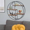 Mensola Design Rack Cerchio in Ferro e Legno Ø45x11 cm 