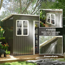 Casetta Box da Giardino 220x130 cm Porta con Blocco Finestra e Prese d'Aria in Acciaio Grigio  