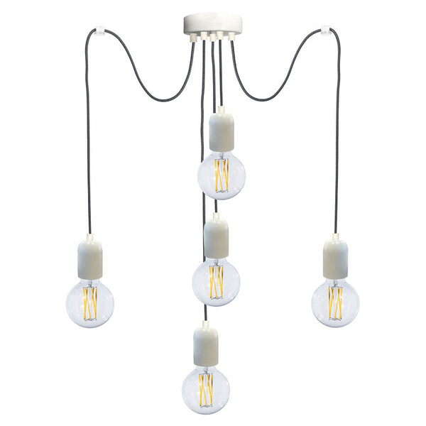 Sospensione 5xE27 3Mt Montatura Verniciata Bianco E-Energy Elaide sconto