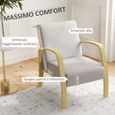Poltrona Imbottita Stile Scandinavo in Tessuto e Legno di Betulla Grigio  