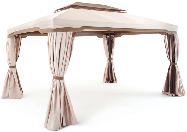 acquista Gazebo da Giardino 3x4 m in Alluminio con Tende Cipro Ecrù