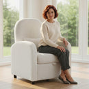 Poltrona Moderna 76x77x95 cm con Spazio Contenitore a Scomparsa e Cuscino Rivestimento in Pile Teddy Crema      