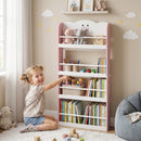 Libreria Montessoriana per Bambini 3-6 Anni 60x15x120,5 cm 4 Ripiani in Legno Rosa      