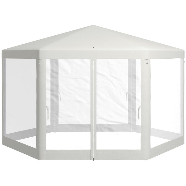 Gazebo da Giardino Esagonale con Doppio Ingresso 3.94x3.94x2.5 m in Metallo e Poliestere Crema online