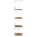 Libreria Scaffale 5 Ripiani con Struttura in Acciaio Bianco e Ripiani in Legno 40x35x143.5 cm 