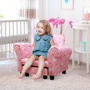 Poltroncina Imbottita per Bambini 57x42x45 cm con Poggiapiedi Rosa