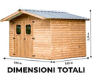 Casetta Box da Giardino 3,16x2,4 m Senza Pavimento in Legno Picea Massello 19mm Tetto in Acciaio Therma