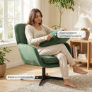 Poltrona da Salotto Girevole 73x83,5x85 cm con Cuscino Lombare e Rivestimento in Tessuto Effetto Velluto Verde      