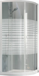 Box Doccia Semicircolare 2 Ante Scorrevoli in Cristallo Serigrafato 4mm H185 Fosterberg Tonder Bianco Varie Misure