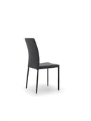 Set 4 Sedie Leda 42x52x96 cm in Tessuto Easy-Clean Gambe Rivestite in Tinta Nero      