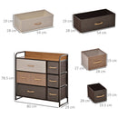 Cassettiera 7 Cassetti in Tessuto 80x29x78.5cm in Legno Multicolore
