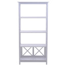 Libreria Scaffale da Parete a 4 Ripiani in Legno Bianco 70x30x145.3 cm 