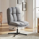 Poltrona da Salotto Girevole 63x75x92-102 cm in Tessuto Effetto Lino e Metallo Grigio Chiaro      