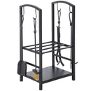 Portalegna Legnaia in Ferro 40x30x74 cm Max 100Kg con Attrezzi  Nero