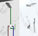 Kit Doccia Soffione Doccino e Miscelatore in Acciaio Inox 55xØ23 cm da Parete RekRound