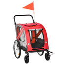 Carrellino Rimorchio per Cani e Animali Domestici 140x72,5x107,5 cm in Acciaio e Tessuto Oxford Rosso