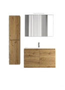 Mobile da Bagno Sospeso con Lavabo 80 cm e Specchio Bali Two Rovere Miele      