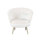 Poltrona a Conchiglia 78x73x78 cm in Velluto Vintage Piedi Oro Sofia Bianco