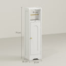 Mobile Porta Carta Igienica 21x20x79 cm con Armadietto con Ripiano Interno Regolabile in Legno Bianco      