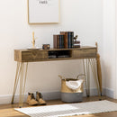 Tavolo Consolle Ingresso 120x29x79 cm in Truciolato e Acciaio Bronzo
