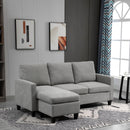 Divano 3 Posti 197x139x91 cm con Penisola Reversibile in Tessuto Grigio