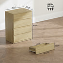 Cassettiera 4 Cassetti 60x40x80 cm con Guide in Metallo e Maniglie Scanalate in Legno color Faggio      