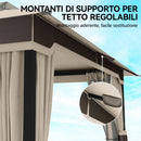 Gazebo da Giardino 360x300x279 cm con Zanzariera Tende e Tetto Doppio Strato in Poliestere Cachi      