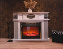 Camino Elettrico da Pavimento 112x142,8x38,5 cm Effetto Fiamma 1500W Roma & Richi Bianco