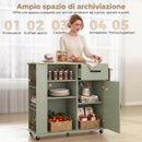 Mobile da Cucina 96,5x38x87 cm con Cassetto Armadietto e Ripiano Regolabile in MDF Verde Chiaro      