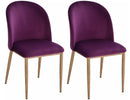 Set 2 Sedie imbottite in Velluto e Metallo   Viola