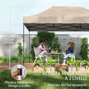 Gazebo Pop Up Pieghevole 430x290x315 cm con Pareti Laterali e Finestre in Metallo e Tessuto Oxford Marrone Sabbia      