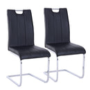 Set 2 Sedie Design Moderno in Metallo con Rivestimento in Pelle PU Nero 