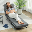 Poltrona Letto 3 in 1 con Schienale Reclinabile su 5 Livelli 73x78x81 cm in Tessuto Effetto Lino Grigio Scuro      