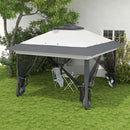 Gazebo Pieghevole con Prese d'Aria e Zanzariere 3,6x3,6m in Acciaio e Tessuto Oxford Grigio