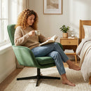 Poltrona da Salotto Girevole 73x83,5x85 cm con Cuscino Lombare e Rivestimento in Tessuto Effetto Velluto Verde      