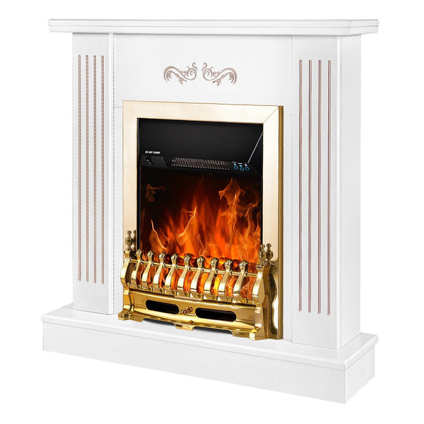 prezzo Camino Elettrico da Pavimento 90,5x94x26,5 cm Effetto Fiamma 2000W Smile & Galileo gold Bianco