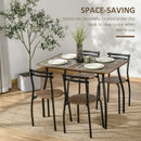 Set Tavolo e 4 Sedie in Acciaio e MDF Noce
