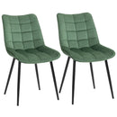 Set 2 Sedie Imbottite 46x58,5x85,5 cm in Tessuto Vellutato Verdi