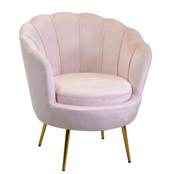 Poltrona Imbottita 73x72xh49/77 cm in Tessuto Velluto Tulipan Rosa online