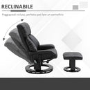 Poltrona Relax Reclinabile con Poggiapiedi in Similpelle  Nera