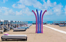 Doccia Solare da Giardino 28L Miscelatore Temporizzato e Lavapiedi Arkema Happy Beach Fuxia