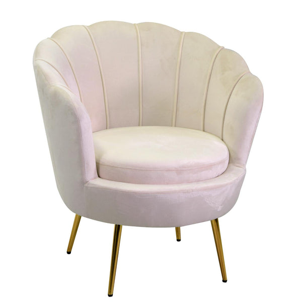 prezzo Poltrona Imbottita 73x72xh49/77 cm in Tessuto Velluto Tulipan Crema