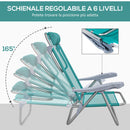 Set 2 Sedie da Campeggio Pieghevoli 62x65x80 cm Reclinabili su 6 Livelli Grigio a Azzurro  