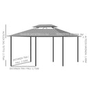 Gazebo da Giardino 300x400x275 cm con 6 Tende e Tetto a 2 Livelli in Acciaio e Poliestere Grigio Scuro      
